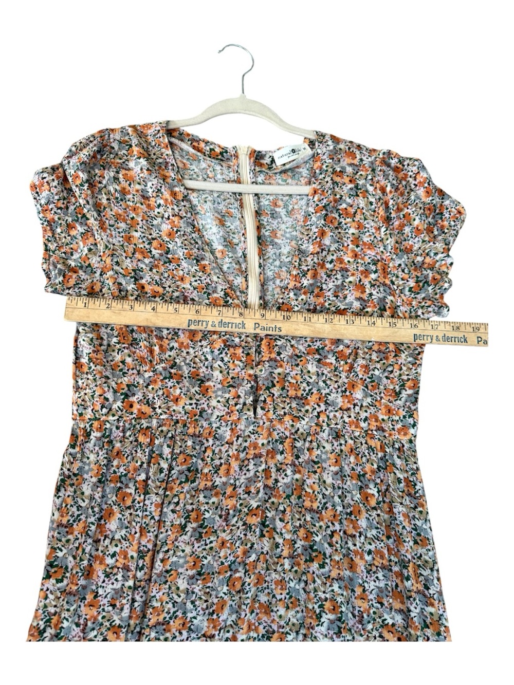 NATURAL LIFE Evangeline Orange and Cream Floral Maxi Dress sz M - Picture 7 of 10